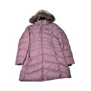 Marmot Women's Dusty Rose Puffer Parka with Faux Fur Hood Down Insulated Size S